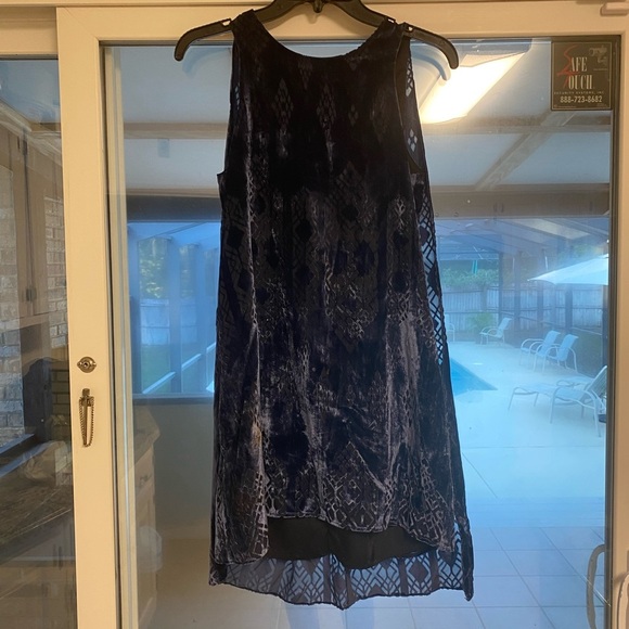 Anthropologie Nomad Morgan Carper Sleeveless Mini Blue  Velvet Dress W/Cape Xs - Picture 1 of 6